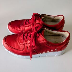 Waldlaufer Red Leather Sneakers